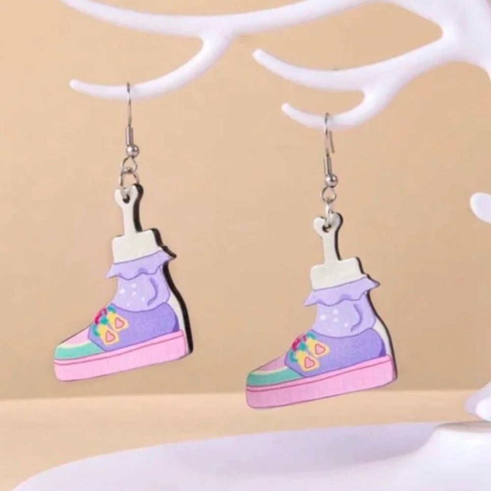 ❤️ FREE Kids Shoes Skeleton Halloween Girly Drop Artsy Art Chic Glam Earrings